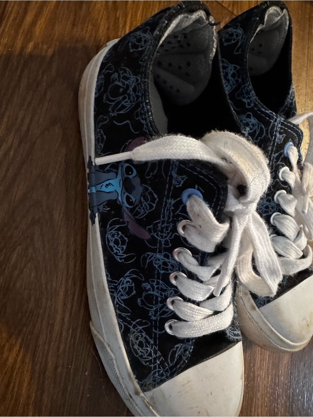 Disney Black and White Kids Character Lace-Up Sneakers Stitch